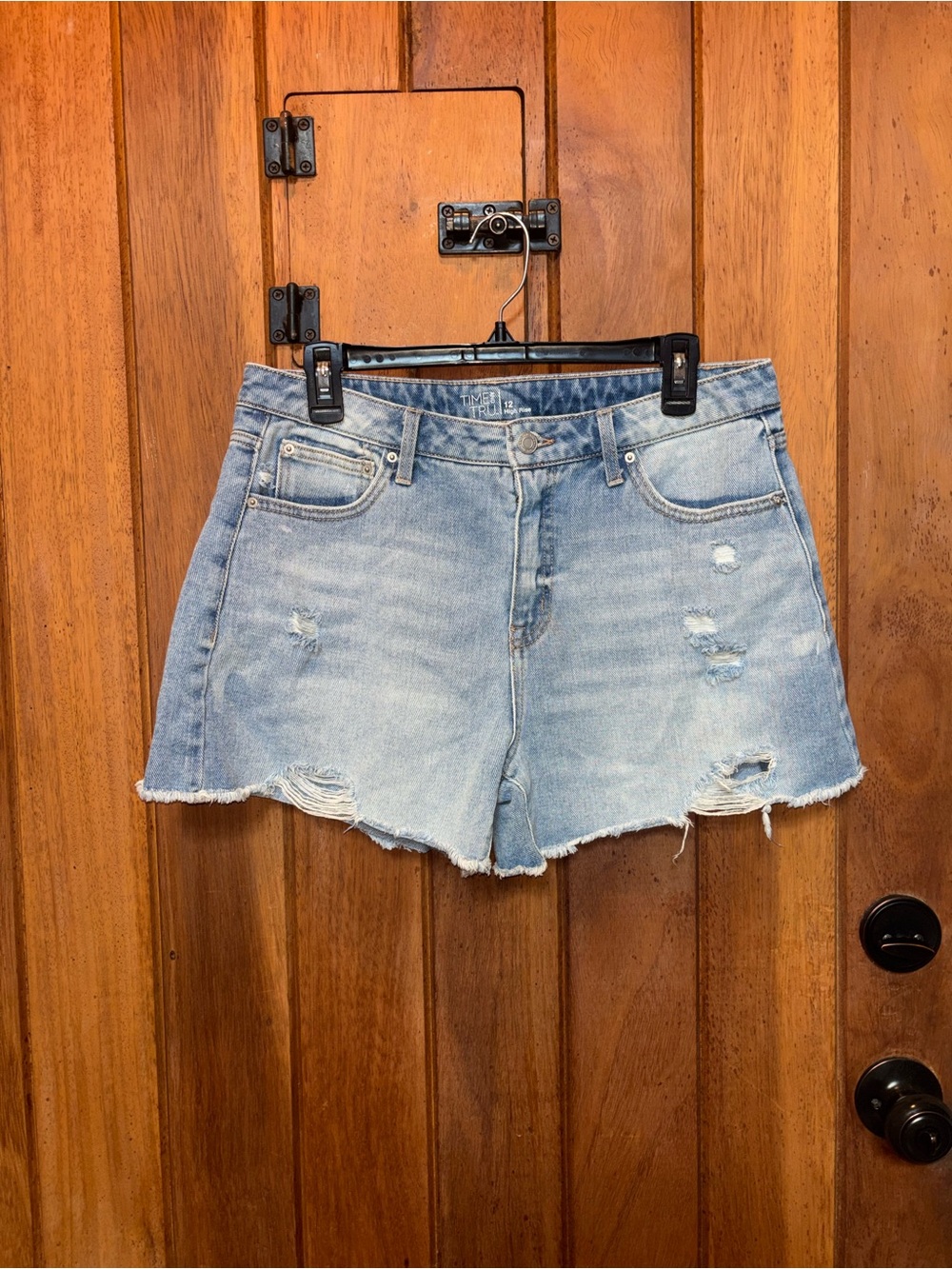 Time and Tru Light Blue Distressed Denim Shorts - Women